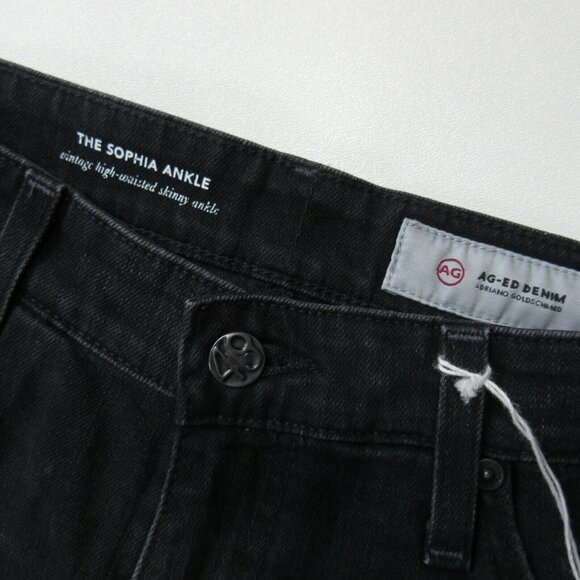 NWT AG Adriano Goldschmied Sophia Ankle in 4 Years Fazed Black Skinny Jeans 31 - Picture 3 of 7